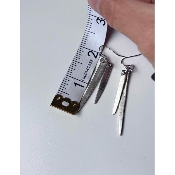 Handmade Fork Tine Earrings: Antique Silverware Jewelry layered spike silver - Picture 7 of 7